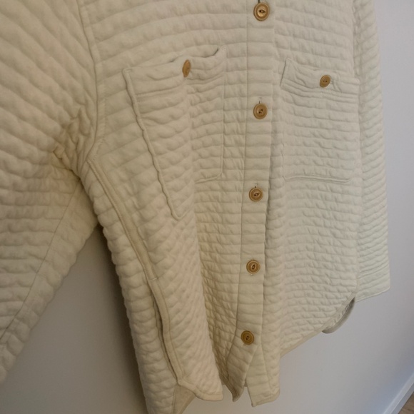Everlane The Organic Cotton Quilted Shirt Jacket Cream Parchment M - Picture 13 of 13